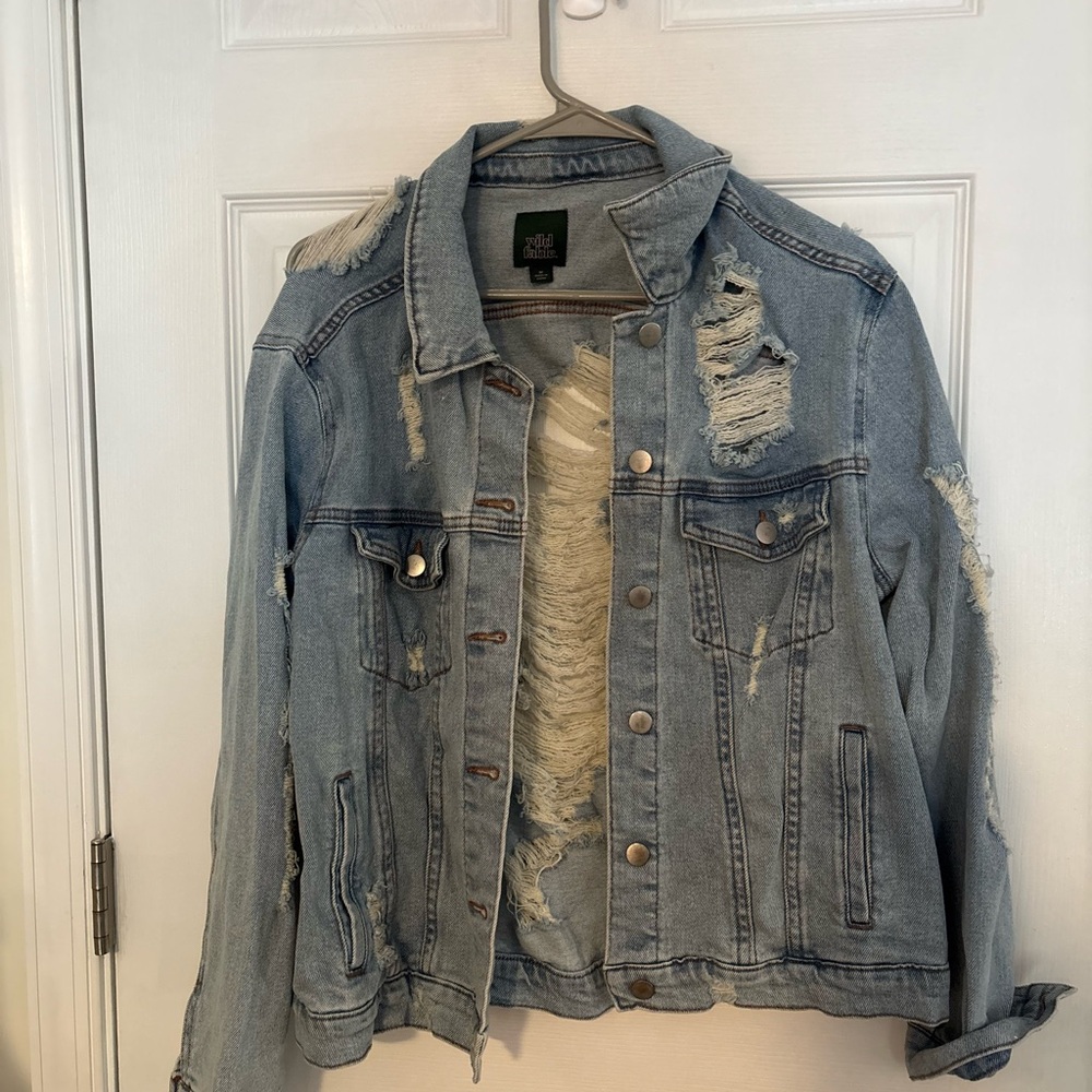 Wild Fable Light Blue Distressed Jean Jacket